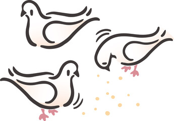 3羽の白い鳩_アイソメトリック図