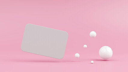 Blank white business cards isolated on pink pastel background 3D illustration