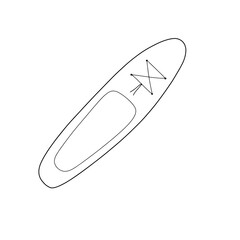 Paddle board for SUP surfing in doodle style. Vector illustration on white background