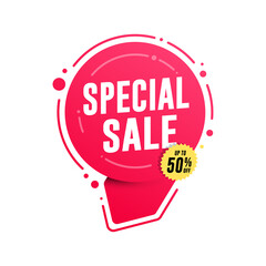 Special Sale Shopping Tag with Up To 50% Off Text on Label 