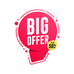 Big Offer Shopping Tag with Up To 50% Off Text on Label 