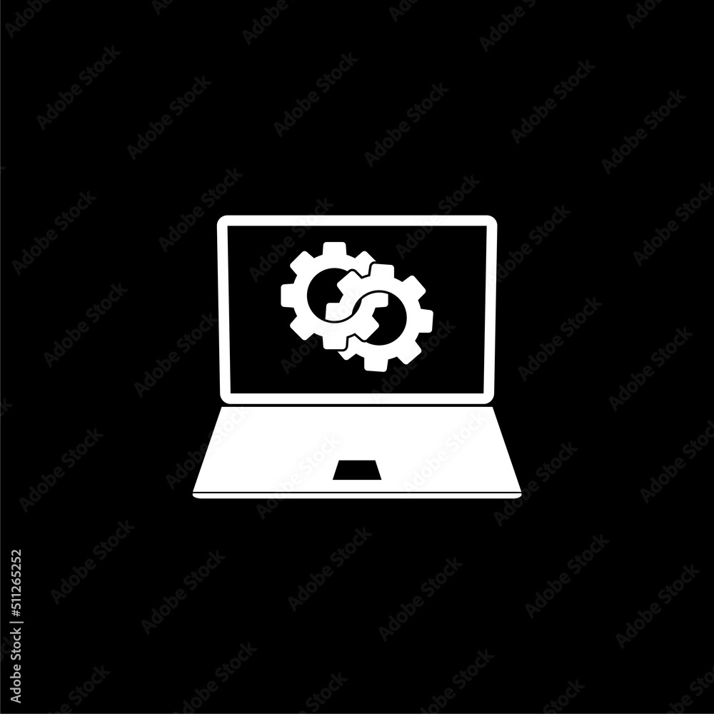 Poster computer system update logo isolated on dark background