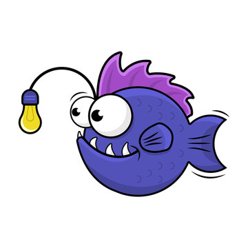 recommend clip art: Violet anglerfish on white background