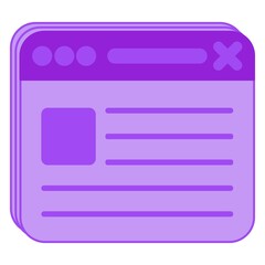 Violet vector icon of website page in browser. Simple color pictogram of the blog isolated on transparent background