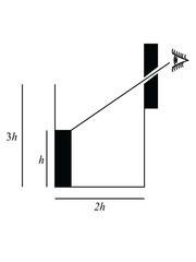 Fototapeta premium An observer can see through a pin-hole the top end of a thin rod of height h, placed as shown in Figure 02.6. The beaker height is 3h and its radius h