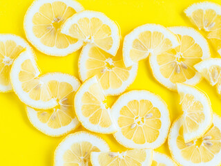 Lemon citrus slices bold yellow texture summer background - 511267004