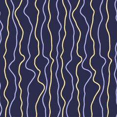 Irregular wavy stripes seamless pattern, vertical curved lines texture. Hand drawn abstract simple waves organic background for decor, posters, banners, scrapbooking