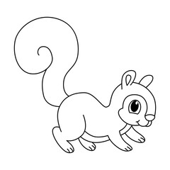 Cute squirrel cartoon coloring page illustration vector. For kids coloring book.