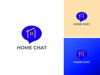 ILLUSTRATION HOME CHAT MODERN ICON LOGO DESIGN VECTOR