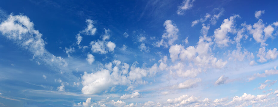 Panoramic view of the cloudy sky in spring