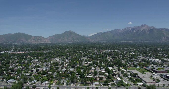 Amazing Cityscape Of Millcreek, South Salt Lake City, Utah With Mountains.