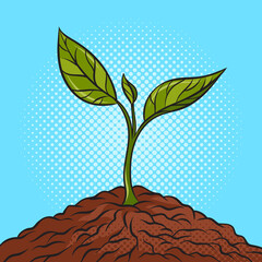 plant sprout pop art retro vector illustration. Comic book style imitation.