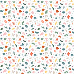 Seamless pattern with abstract shapes. Simple colored doodles