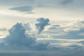 Beautiful blue sky with rainy clouds