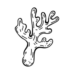Coral, hand-drawn in sketch style. Reef. Seabed. Vegetation and organisms of the oceans. Part of a coral. Simple vector illustration.