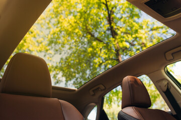 Panoramic glass sunroof in the car