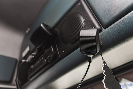CB radio with microphone inside the truck