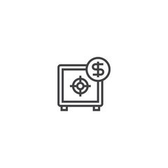 Money safe line icon. linear style sign for mobile concept and web design. Outline vector icon. Symbol, logo illustration. Vector graphic