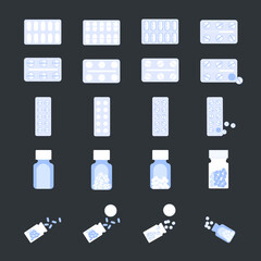 Fototapeta premium set of pills bottle vector flat illustration. Premium Vector 