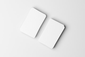 Top view of business card on white background for mockup. 3d render