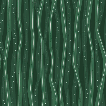 Seamless abstract pattern of cactus stems Queen of the night. Pattern for fabric. Flat vector illustration.