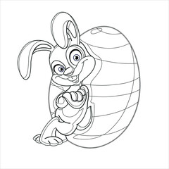 Easter Bunny Coloring Page For Kids , Cute Easter Egg Coloring page 