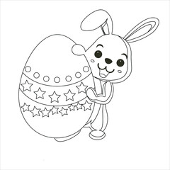 Easter Bunny Coloring Page For Kids , Cute Easter Egg Coloring page 