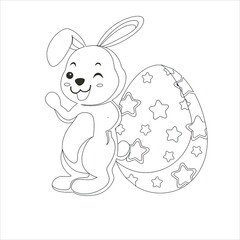 Easter Bunny Coloring Page For Kids , Cute Easter Egg Coloring page 