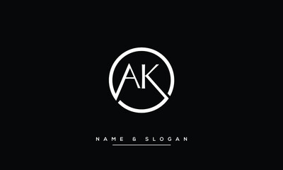 AK, KA,  A, K  Abstract  Letters  Logo  Monogram - obrazy, fototapety, plakaty