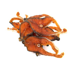 smoking red fish salmon fish isolated over white background