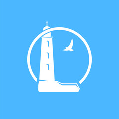 Initial letter L logo template with lighthouse illustration in flat design monogram symbol