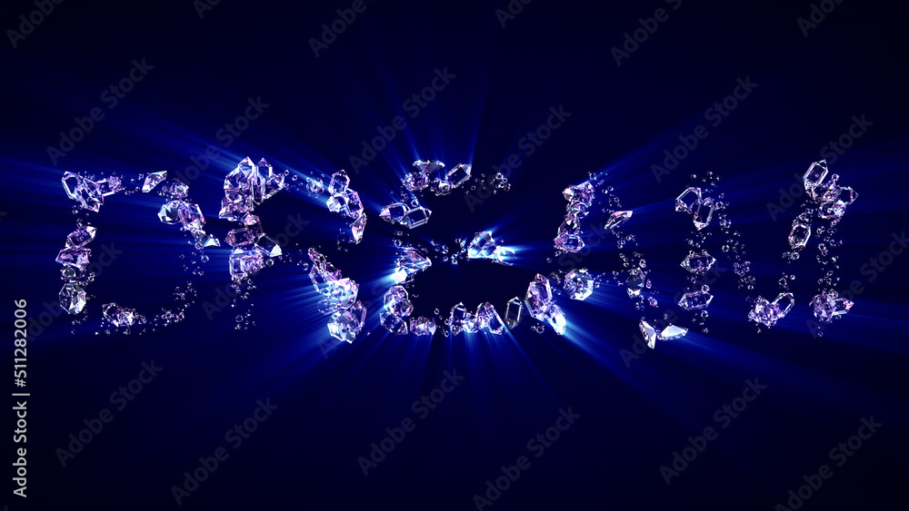 Poster dream - text of diamonds with blue light rays, isolated - object 3d rendering