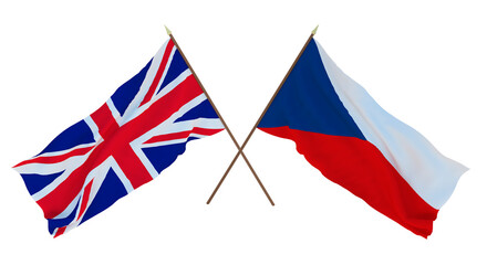 Background for designers, illustrators. National Independence Day. Flags The United Kingdom of Great Britain and Northern Ireland and Czech Republic