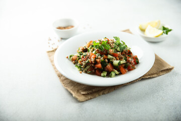 Healthy buckwheat salad with vegetables