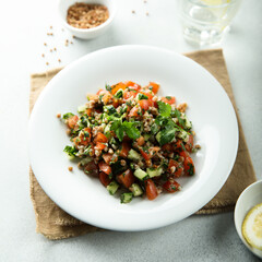 Healthy buckwheat salad with vegetables