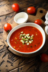 Traditional homemade cold gazpacho soup