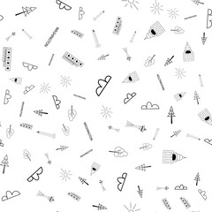 Seamless vector pattern with Washington architecture. Black and white texture in line art style
