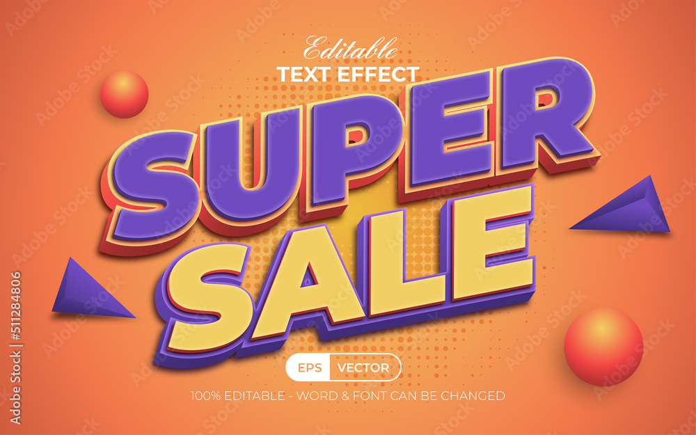 Poster super sale text effect style. editable text effect.