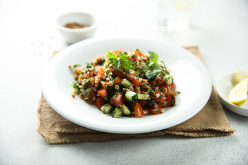 Healthy buckwheat salad with vegetables
