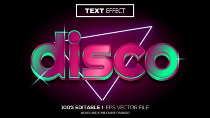 3d editable text effect disco theme premium vector