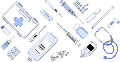 medical equipment flat design  vector illustrations