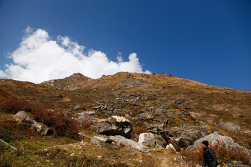 Fototapeta na wymiar Himalaya mountain coverd with blue clouds