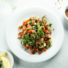 Healthy buckwheat salad with vegetables