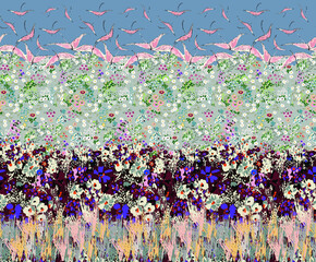 metered patterns suitable for textile consisting of flowers