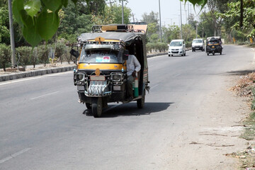 India auto three wheeler on the road
