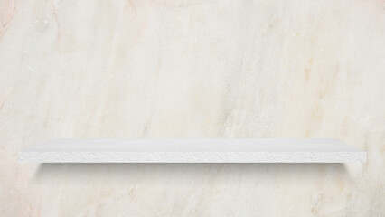 perspective of concrete shelf on grunge beige marble wall for interior and display show products, studio room