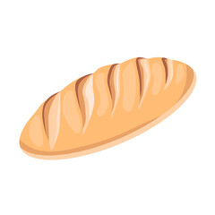Delicious bread loaf isolated on a white background.Vector illustration for bakery menu.