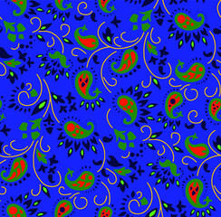 metered patterns suitable for textile consisting of flowers and paisley