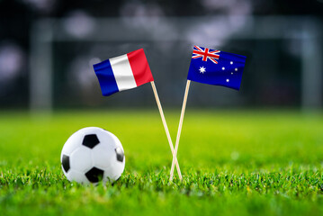 October 2022: France vs Australia, Al Janoub Stadium, Football match wallpaper, Handmade national...