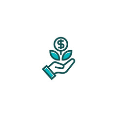 Money tree plant with coin dollar line icon. linear style sign for mobile concept and web design. Outline vector icon. Symbol, logo illustration. Vector graphic